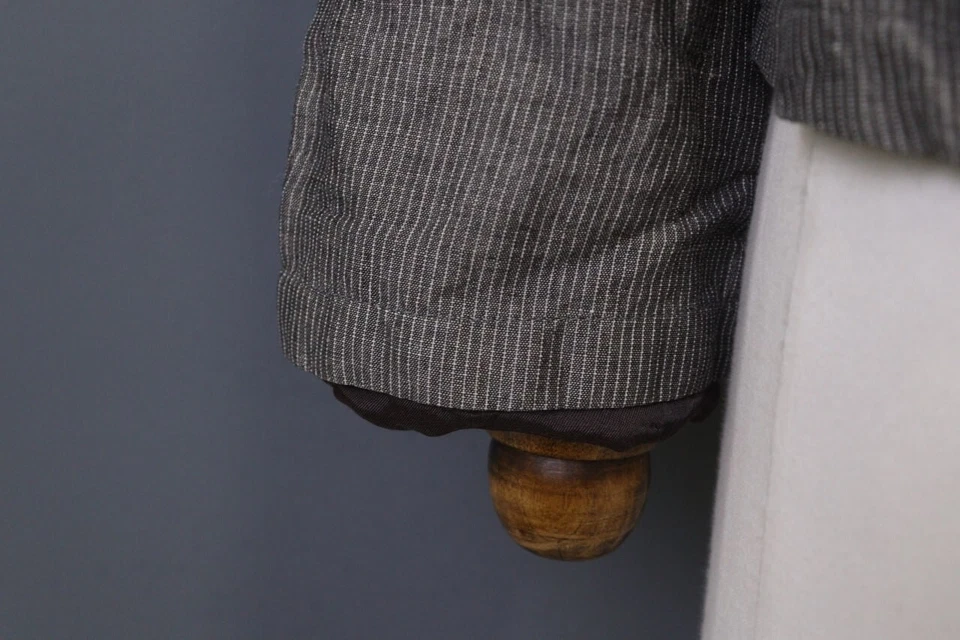 Emporio Armani Grey Snap Cropped Linen Blazer Jacket Size 40 - Image 3 of 4