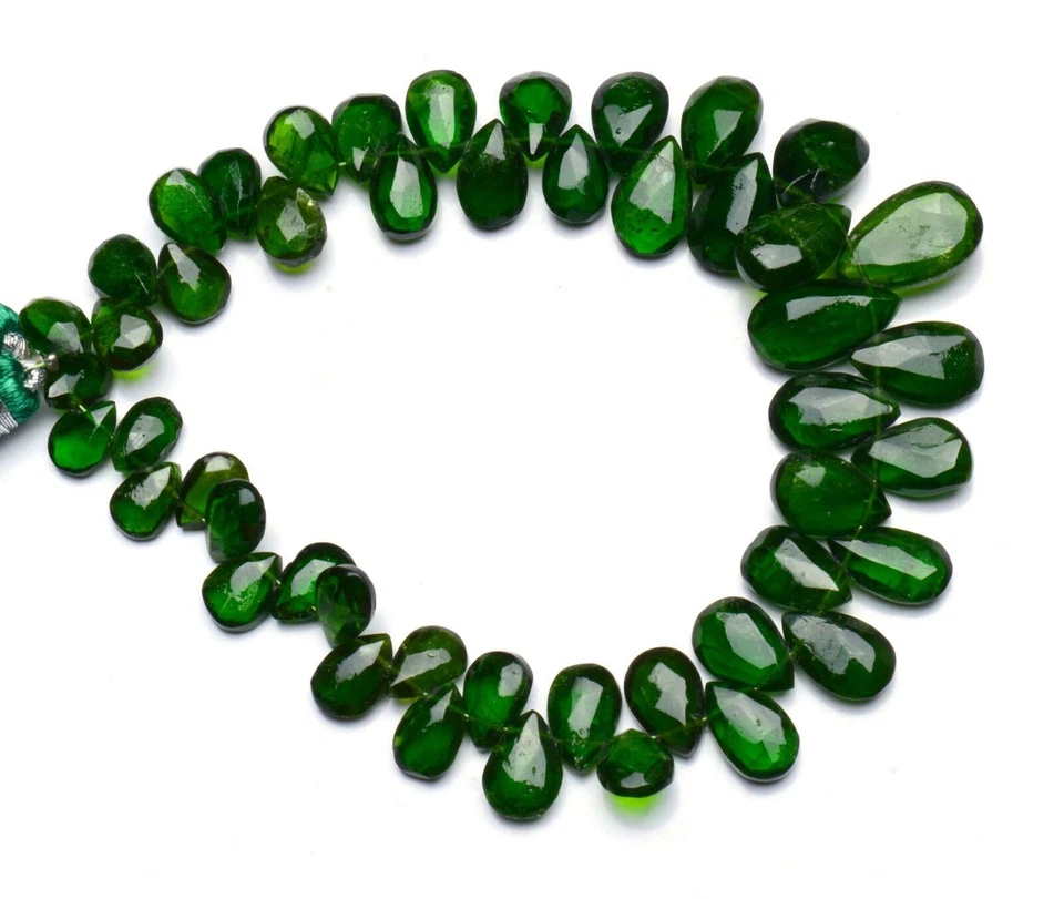 Briolettes de pera facetada gema natural de cromo ruso de 7x5 a 10x8 mm 8" Foto 3 de 3