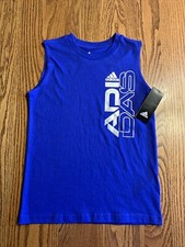 ADIDAS Boys Blue Cotton Sleeveless TANK TOP L 14-16 NWT