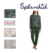 WOMEN'S SPLENDID TWO PIECE PJ PAJAMA JOGGER and CREWNECK LOUNGE SET K43