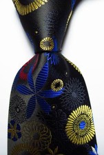 New Classic Floral Black Blue Red White JACQUARD WOVEN Silk Men's Tie Necktie