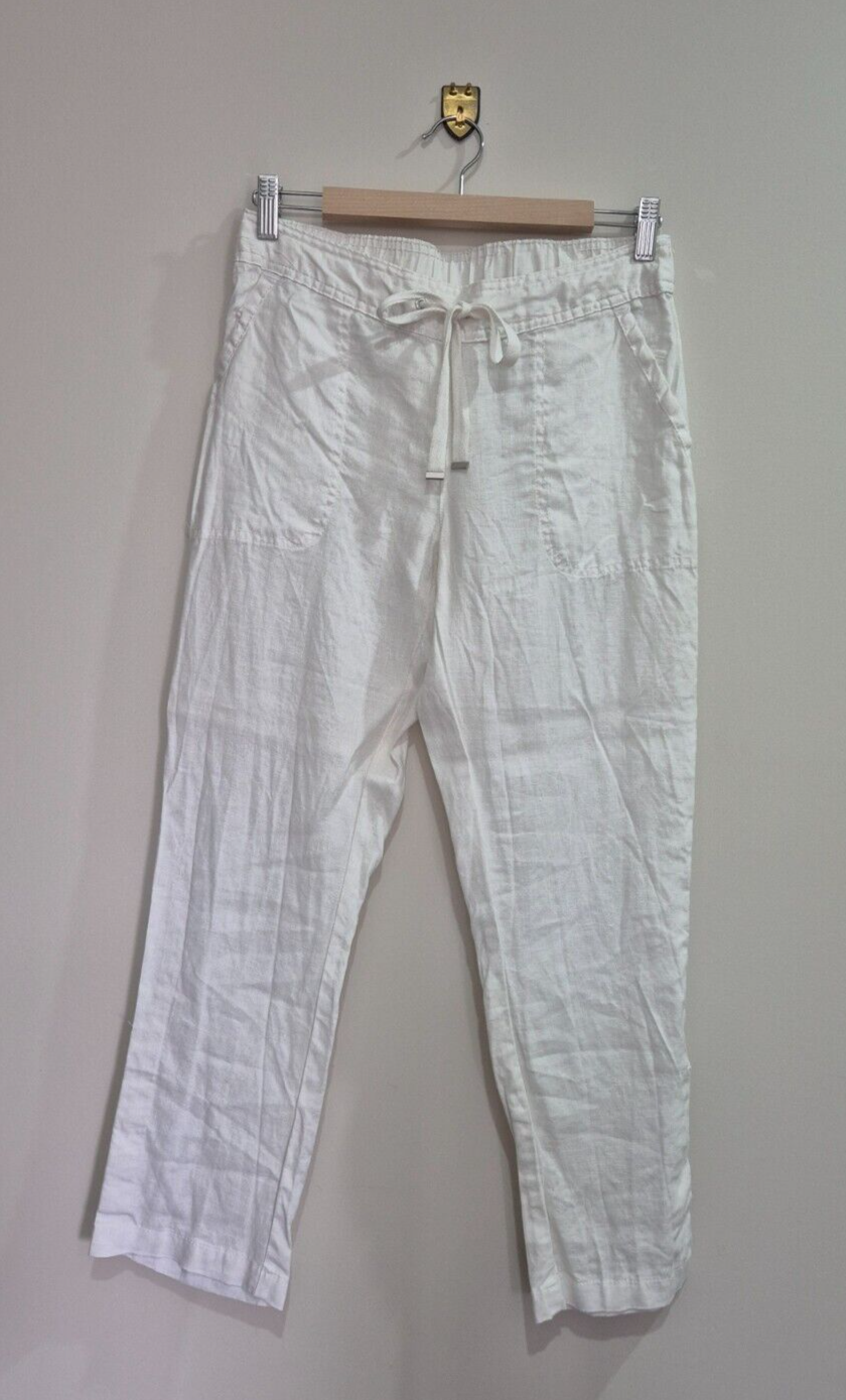 White Linen Drawstring Pants with 4 Pockets Size 8 Target Collection