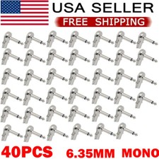 40x For Pancake 1/4" 6.35mm Right Angle 90 Degree Mono Male Jack Plugs USA
