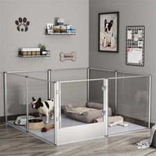 Image of XL Panels Acrylic Dog Playpen Fence Deep Pet Whelping Box Lockable Enclosure Bed