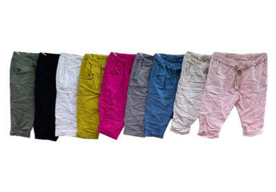 Women's Italian Stretch Shorts - Lagenlook Magic Comfy Pants With Turn-Up Hem, New With Tags