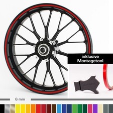 Felgenrandaufkleber 6 mm 10"-28" ver. Farben mit Montagetool Auto, Motorrad