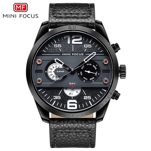 MINI FOCUS Herrenuhr Multifunktion Business Uhren Echtleder Armbanduhr - Bild 7 von 12