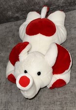 Red White Plush Elephant Trunk Up Laying Down Commonwealth Vintage 15 Inch HTF