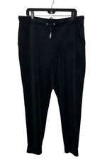 JUICY Couture Black Velour Sweatpants XL Rhinestone SPELLOUT Embellished Y2K