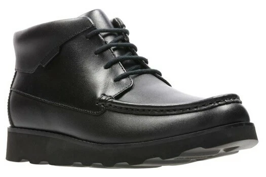 Clarks Boys Crown Blaze Black Leather School Boots Size UK 3.5 F