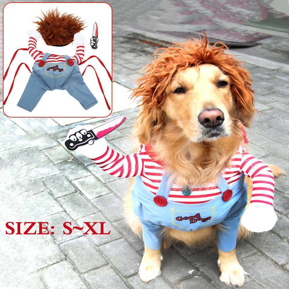 Deadly Doll Christmas Scary Dog Costumes Funny Pet Clothes Cosplay Clothing Suit