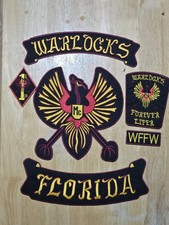 WarLocks Florida Mc Jacket 35CM Iron On Embroidered patches 06 Pcs Set for biker