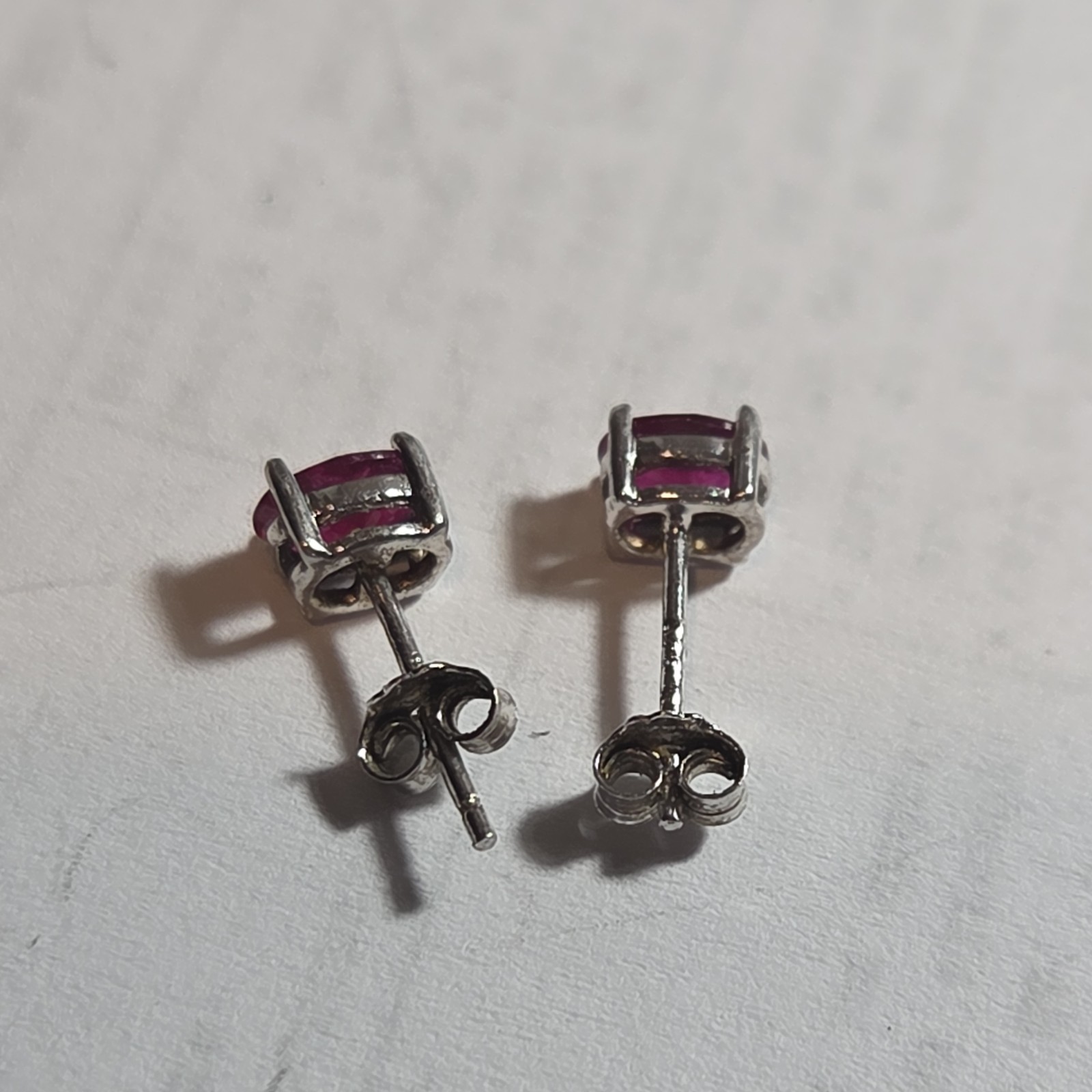 Ruby Oval Stud Earrings 925 Sterling Silver Prong… - image 6
