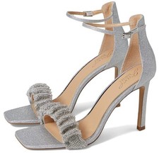 NIB Jewel Badgley Mischka RIDLEY Silver Shimmer Stilleto Sandal 9.5 M Wedding