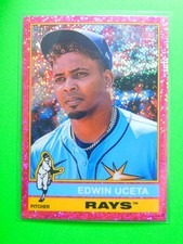 Edwin Uceta 2025 Topps Heritage #390 Chrome Pink Sparkle Refractor Rays