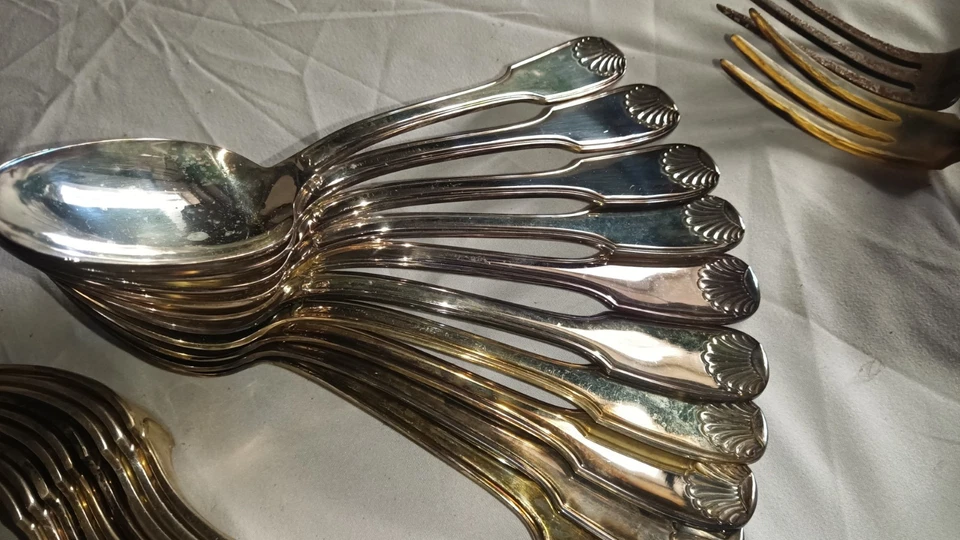 Ancien Couverts en Argent cornes Style Louis XVI Ruban - Photo 3/4