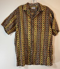 Vintage 1960s Cotton Andrade Waikiki Hawaii Men  s Large Button Down Short Sleeve
