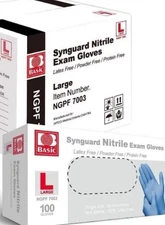 Basic Synguard Medical NGPF7003 Nitrile Exam Gloves Blue - Case of 1000 - Large