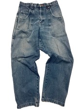 Vtg Y2K Route 66 Baggy Denim Jeans Deep Pockets Wide Leg 34x30 2000s JNCO Style