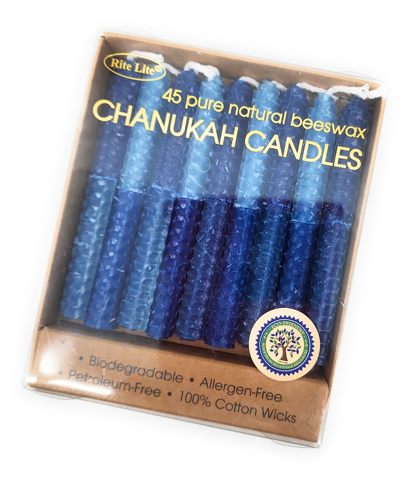 Natural Honeycombed Beeswax 45 Candles, Blue