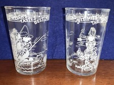 TWO DIFFERENT 1953 Howdy Doody Welch’s 4” Glass - Juice,Jelly- Fishing, Archery