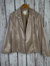 Chico s 2 Large Women s Glimmering Drape Front Champagne Gold Metallic Jacket