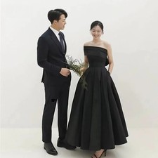 Customized Simple Black Off Shoulder Taffeta Wedding Dresses for Wedding Photos