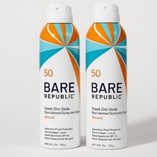 Bare Republic Zinc SPF 50 Sunscreen Spray 6oz x 2 Pack Mineral Exp 09/2028 NEW