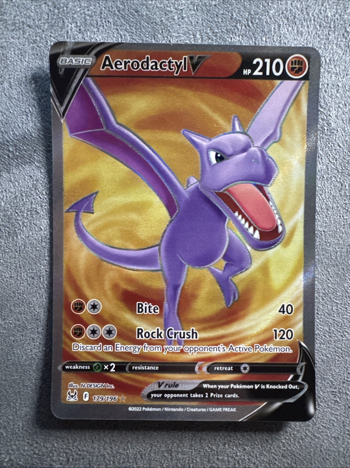 Pokemon TCG Aerodactyl V Lost Origin - 179/196 Full Art Ultra Rare