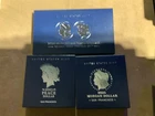 2025 S Reverse and regular. 4 pc $1 Morgan and Peace Silver Dollar OGP & COA