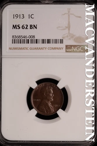 1913 Lincoln Wheat Cent-NGC MS 62 Brown Gem BU No Reserve #SLK920