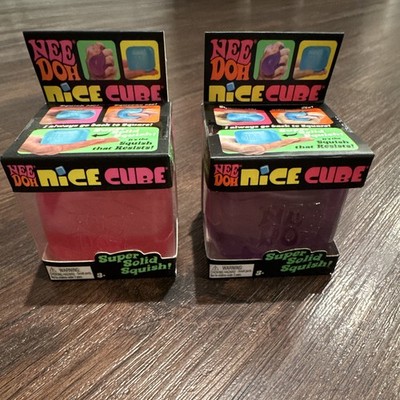 Schylling NeeDoh Nice Cube Super Solid Squish Stress Toy Lot of 2 Pink & Purple