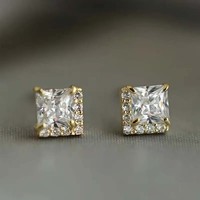 Innolea Klassische Prinzessschliff Ohrstecker Mit Zirkonien Aus Kupfer–Goldton