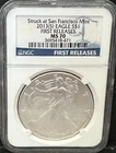 2013(S) SAN FRANCISCO Silver Eagle Dollar NGC MS70 FIRST RELEASES