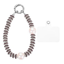 Beaded Phone Wrist Strap, Phone Lanyard with Tether Tab, Purple