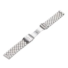 Silver 20mm Width Watch Band Strap Bracelet Link Solid Watchband Replacement