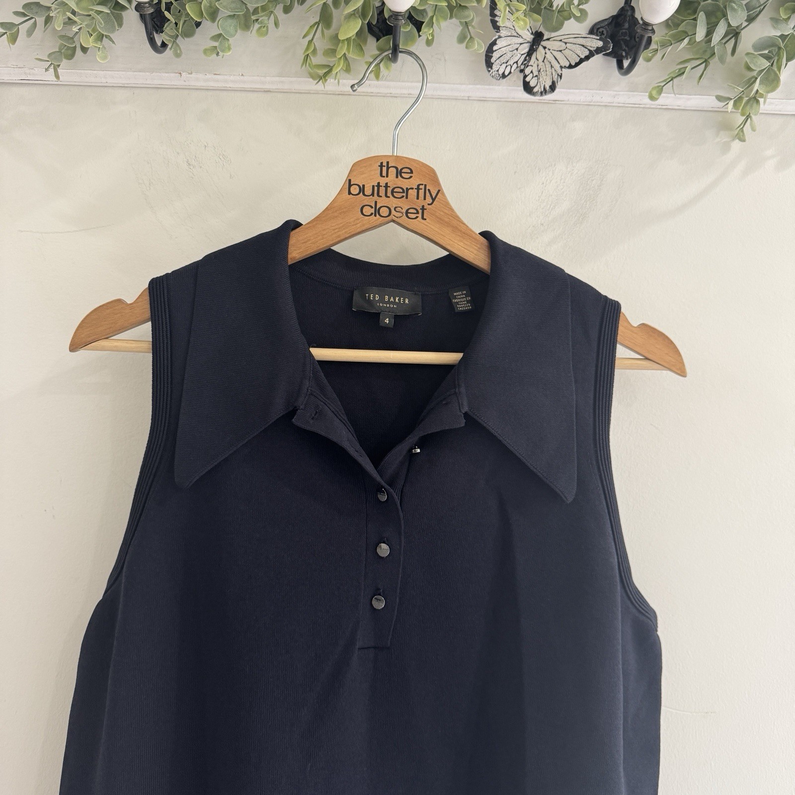 Ted Baker Navy Collared Buttoned Sleeveless Stret… - image 2