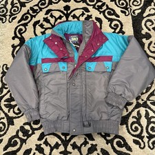 Vintage 80/90s Alpine Ski Jacket Youth Lg 14/16 Teal/purple/gray WinterCoat Zip