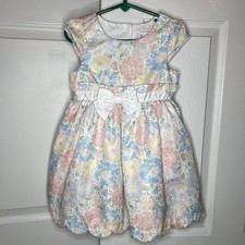Tahari Little Girls Floral Dress Lined Sleeveless Scalloped Bottom Girls Sz 4