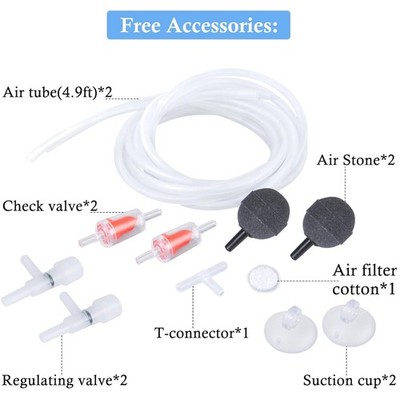 Ultra Quiet 3W Air Pump for 20-100 Gallon Tank