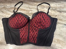Vintage Fredricks of Hollywood black/Red Bustier corset bra 38C