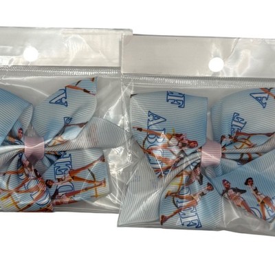 Kids Hair Bows Set Blue Ribbon Clips with Sorority Alpha Kappa Alpha Theme