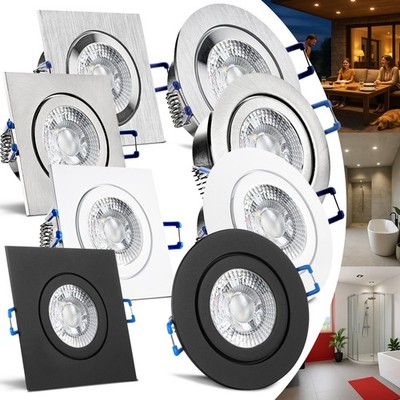IP44 LED Spots flach 230V Einbaustrahler Einbauspots Bad 5W nd SET Mare