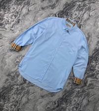 Burberry Shirt Button Up Nova Check Long Sleeve Men Size M Blue