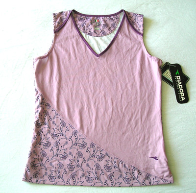 Diadora VinTage Diadry Flora Tank Top dress shirt Tennis Gym Yoga Woman sz S nwt