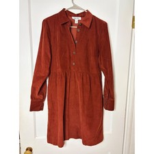 Nine West Jeans Womens Brown Corduroy Empire Waist Shirt Dress Small