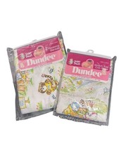 Vintage 80s Dundee Receiving Blankets Crib Sheet Hallmark Shirt Tales NOS