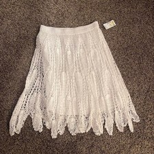 Vintage Deadstock Crochet White Midi Skirt Boho Spring Whimseygoth Indie