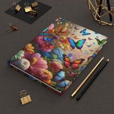 Vibrant Floral Butterfly Journal  Nature Lover's Gift, Travel Diary,