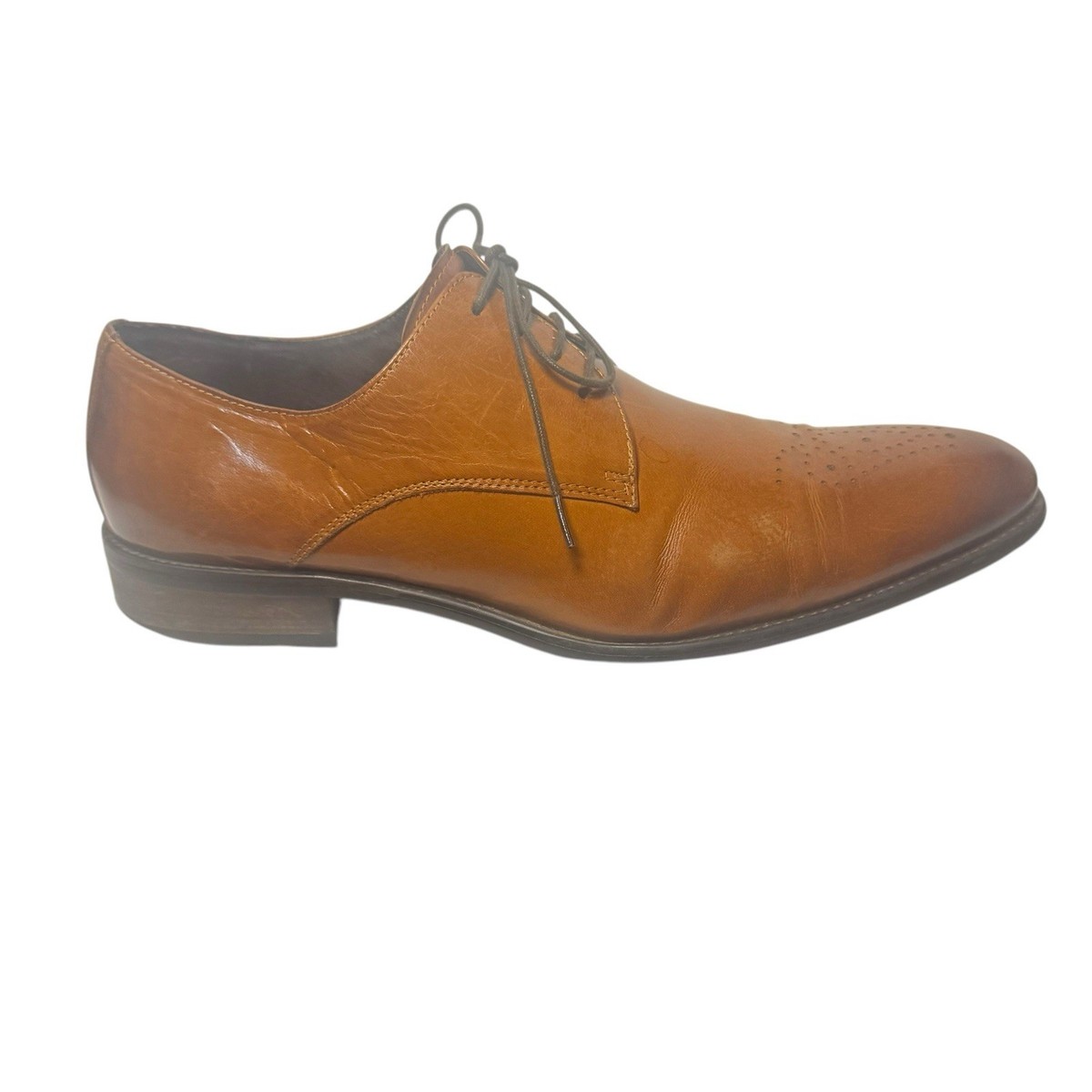 CARRUCCI ROMA MENS 13 LEATHER WHOLE CUT WINGTIP OXFORDS COGNAC BROWN LACE UP Men main image 3